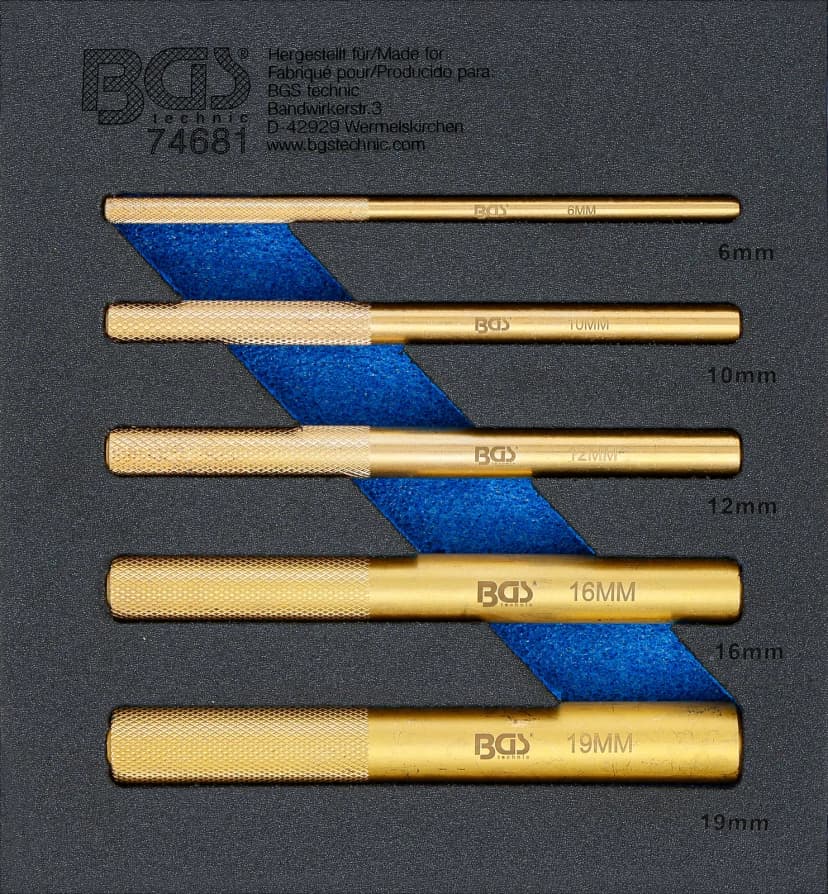 Modul za predal 1/6: set medeninastih izbijačev, 6 - 19 mm, 5-delni