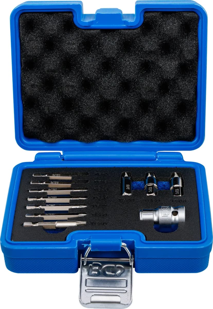Set izvlekačev vijakov, za poškodovan T-profil (za Torx) T10 - T55, 11-delni