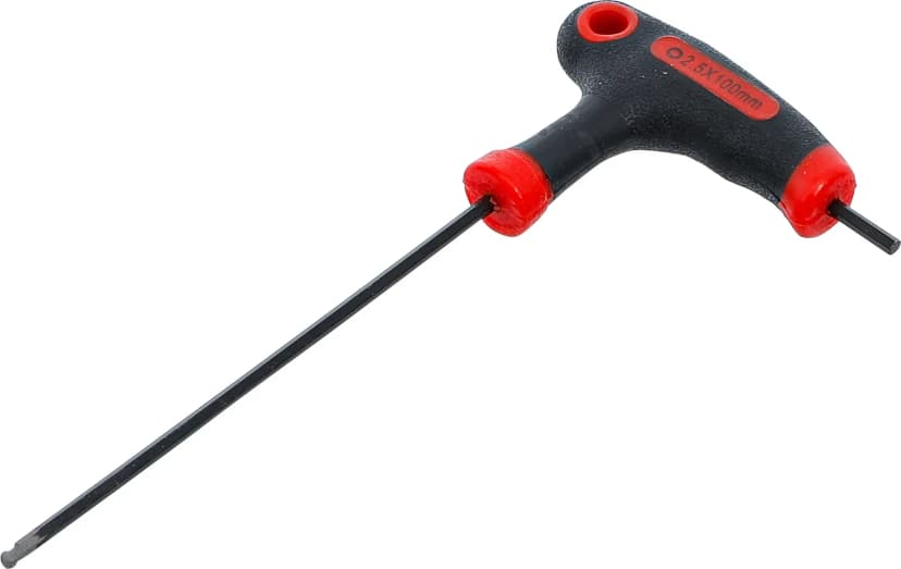 L-ključ s T-ročajem, notranji šestrob / notranji šestrob s kroglasto glavo, 2.5 mm