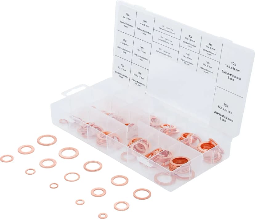 Set tesnilnih obročev, baker, 150-delni