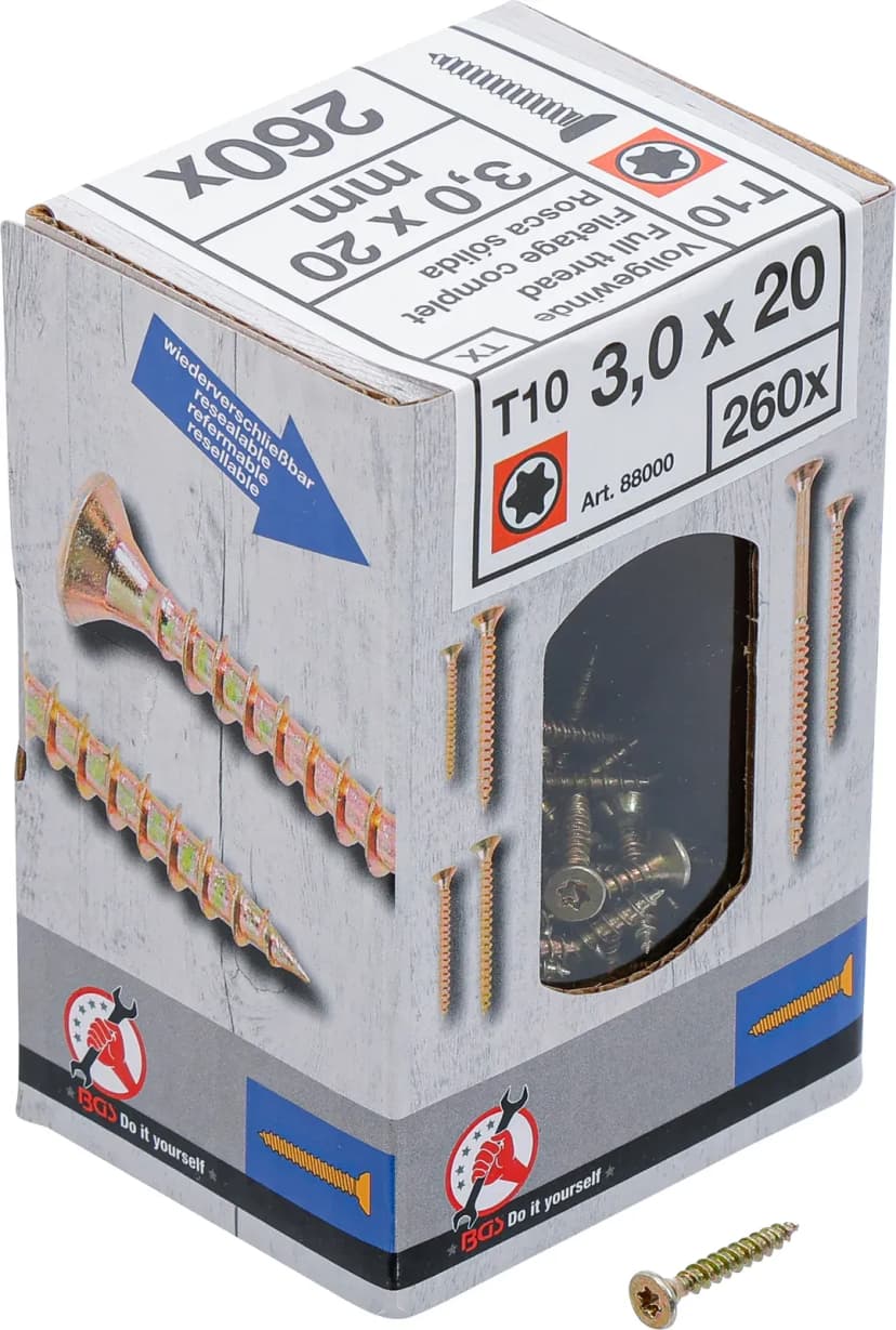 Večnamenski vijaki, T-profil (za Torx) T10, 3.0 x 20 mm, 260 kosov