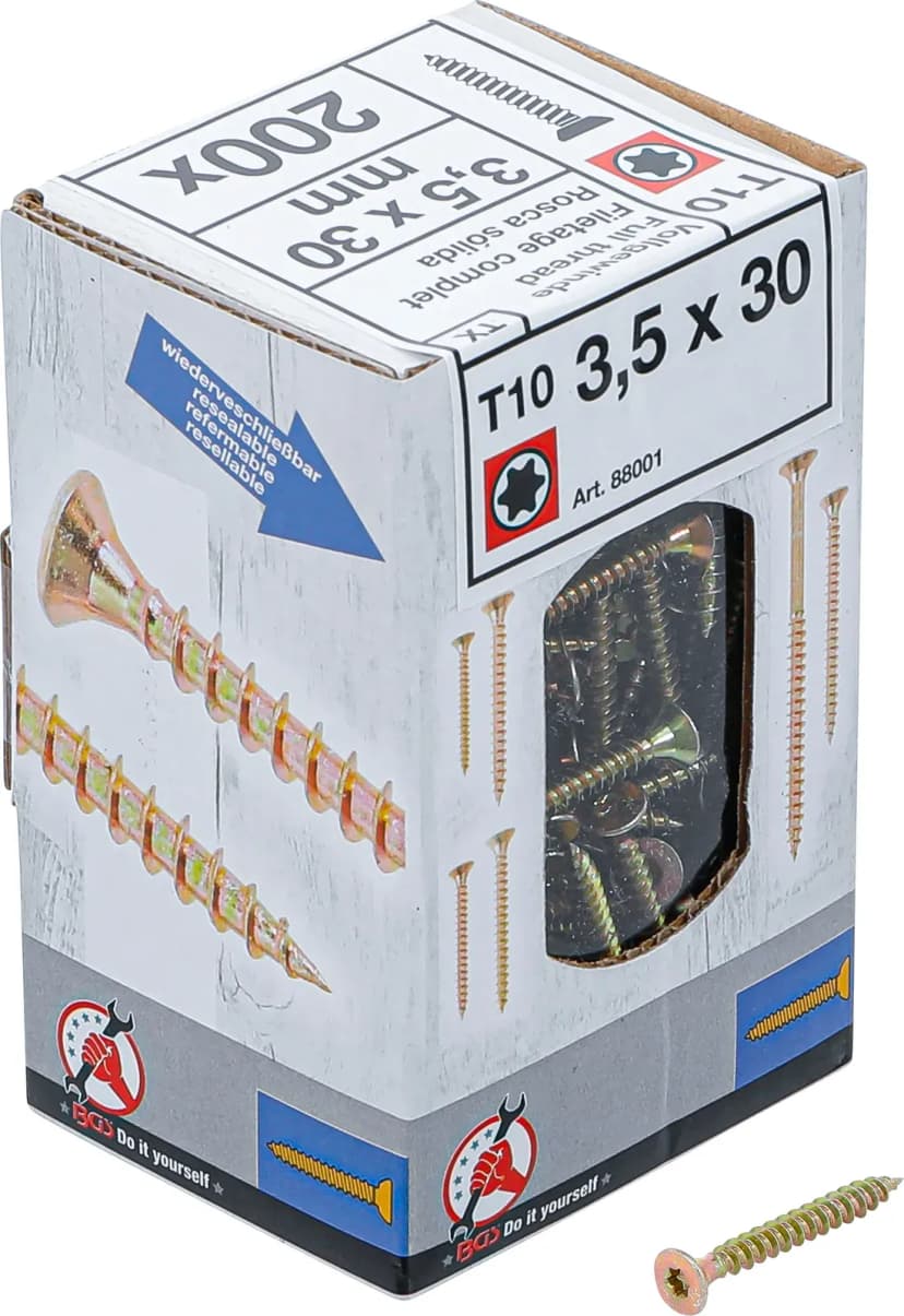 Večnamenski vijaki, T-profil (za Torx) T10, 3.5 x 30 mm, 200 kosov