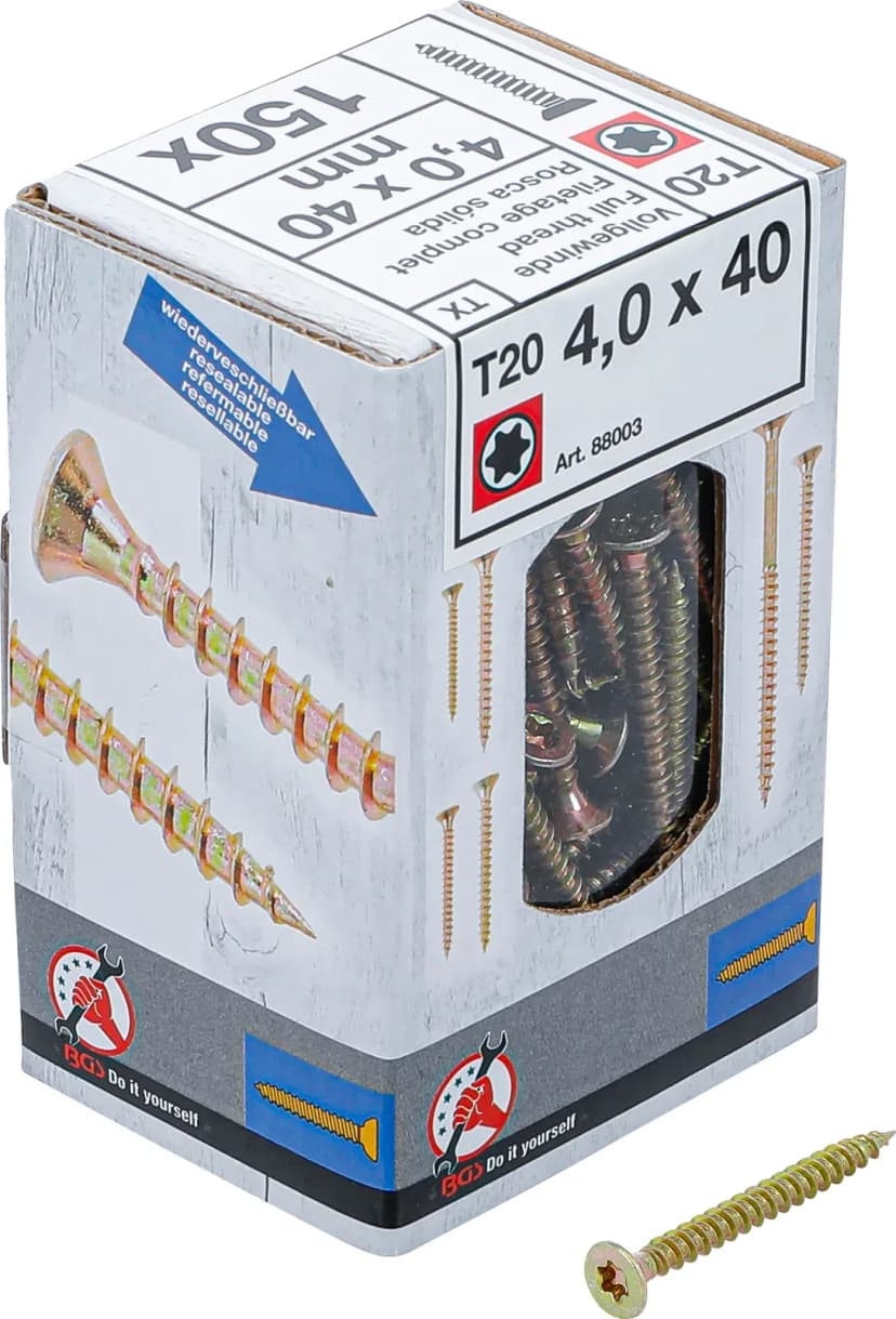 Večnamenski vijaki, T-profil (za Torx) T20, 4.0 x 40 mm, 150 kosov