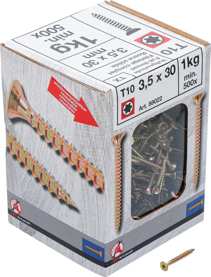 Večnamenski vijaki, T-profil (za Torx) T10, 3.5 x 30 mm, 1kg / 500 pcs.