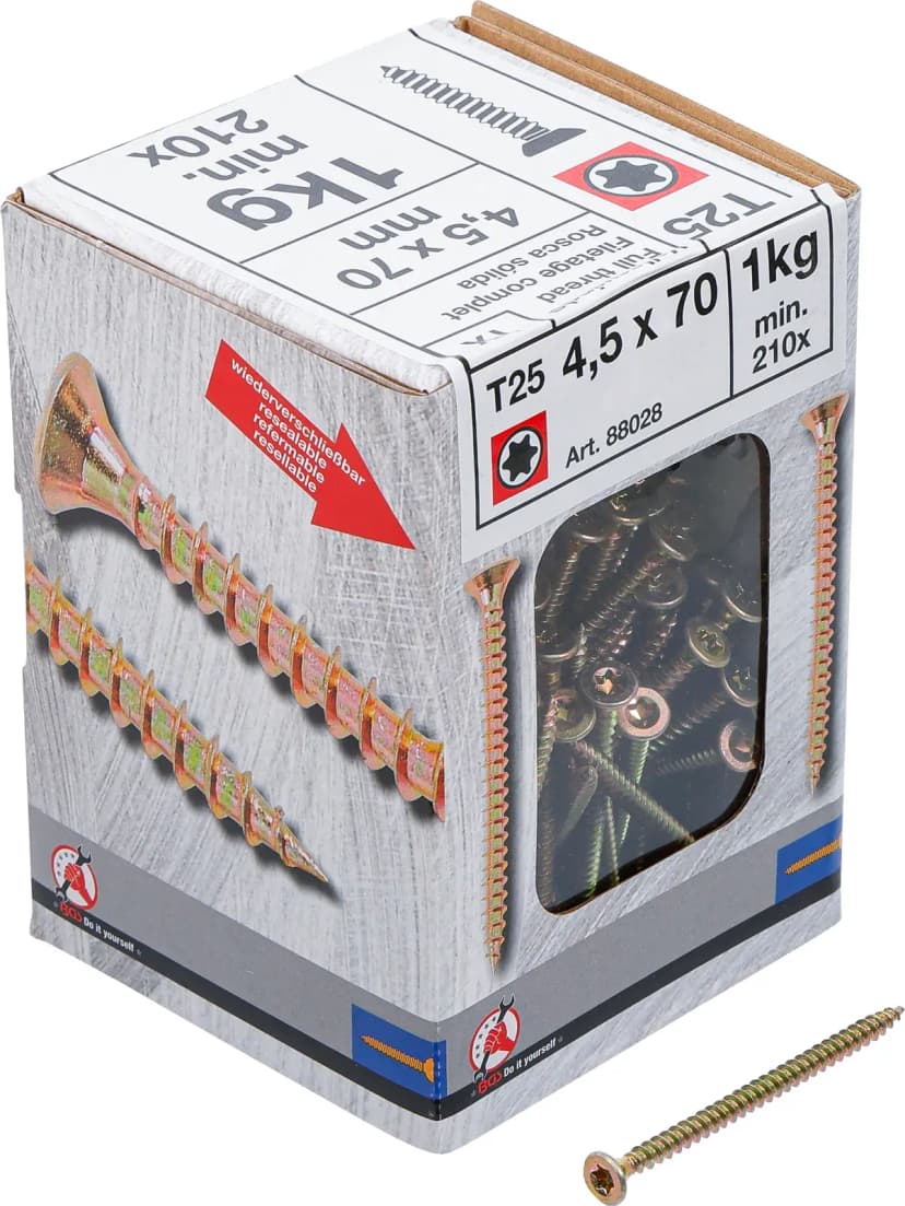 Večnamenski vijaki, T-profil (za Torx) T20, 4.5 x 70 mm, 1kg / 210 pcs.
