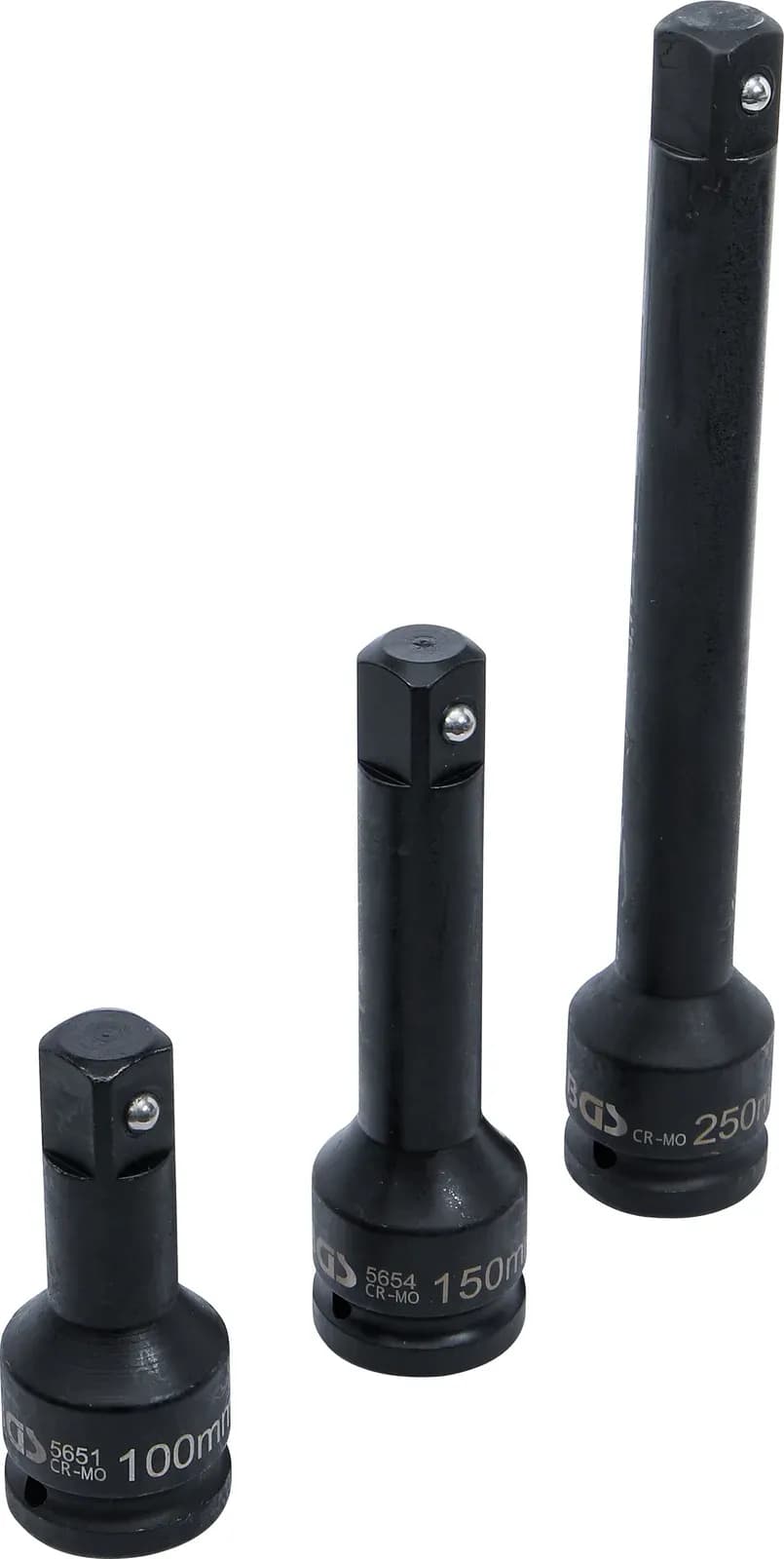 Set udarnih podaljškov, zunanji/notranji štirirob 20 mm (3/4"), 3-delni