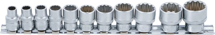 Set nasadnih ključev, 12-robi, pogon 10 mm (3/8"), palčne velikosti, 11-delni