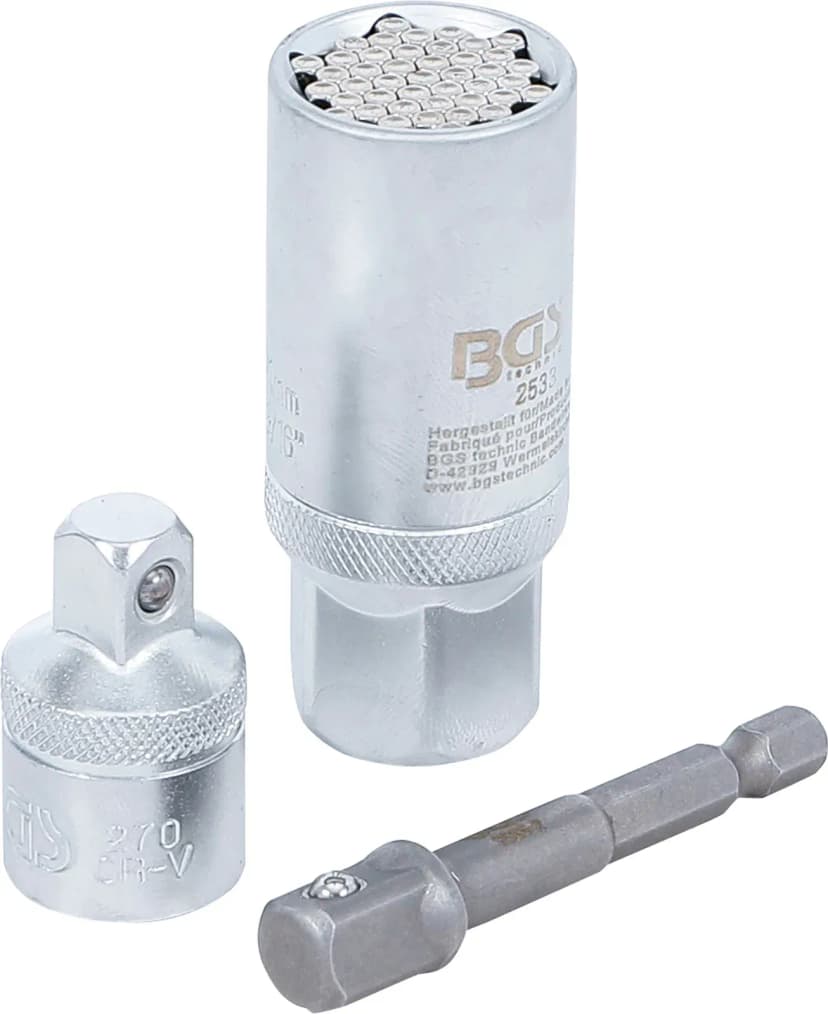 Večnamenski nasadni ključ s setom adapterjev, pogon 10 mm (3/8"), 9 - 21 mm, 3-delni