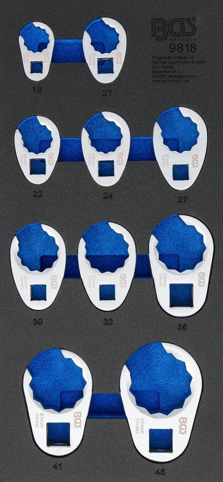 Modul za predal 1/3: set odprtih ključev za cevne priključke, 10 mm (3/8") / 12.5 mm (1/2") / 20 mm (3/4"), 10-delni