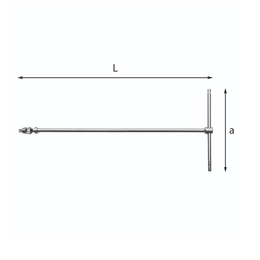 T-ročka z gibljivim 4-robim nastavkom 1/4″