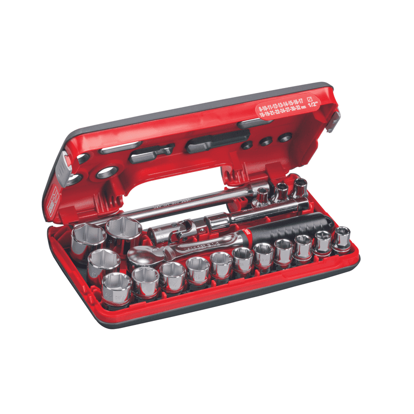 Set nasadnih ključev 1/2" 6-robi 21-delni